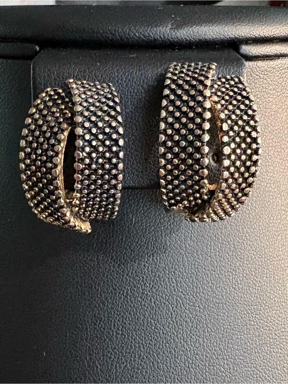 Vintage Gunmetal Studded Clip-On Statement Earrings